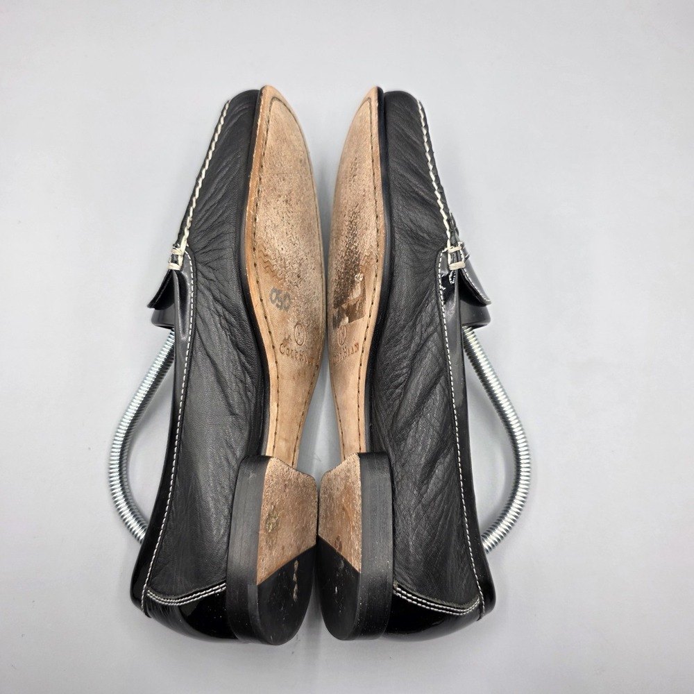 Cole Haan Loafers Womens 6.5 B Black Leather Bow Square Toe Slip On Flats - Picture 8 of 13